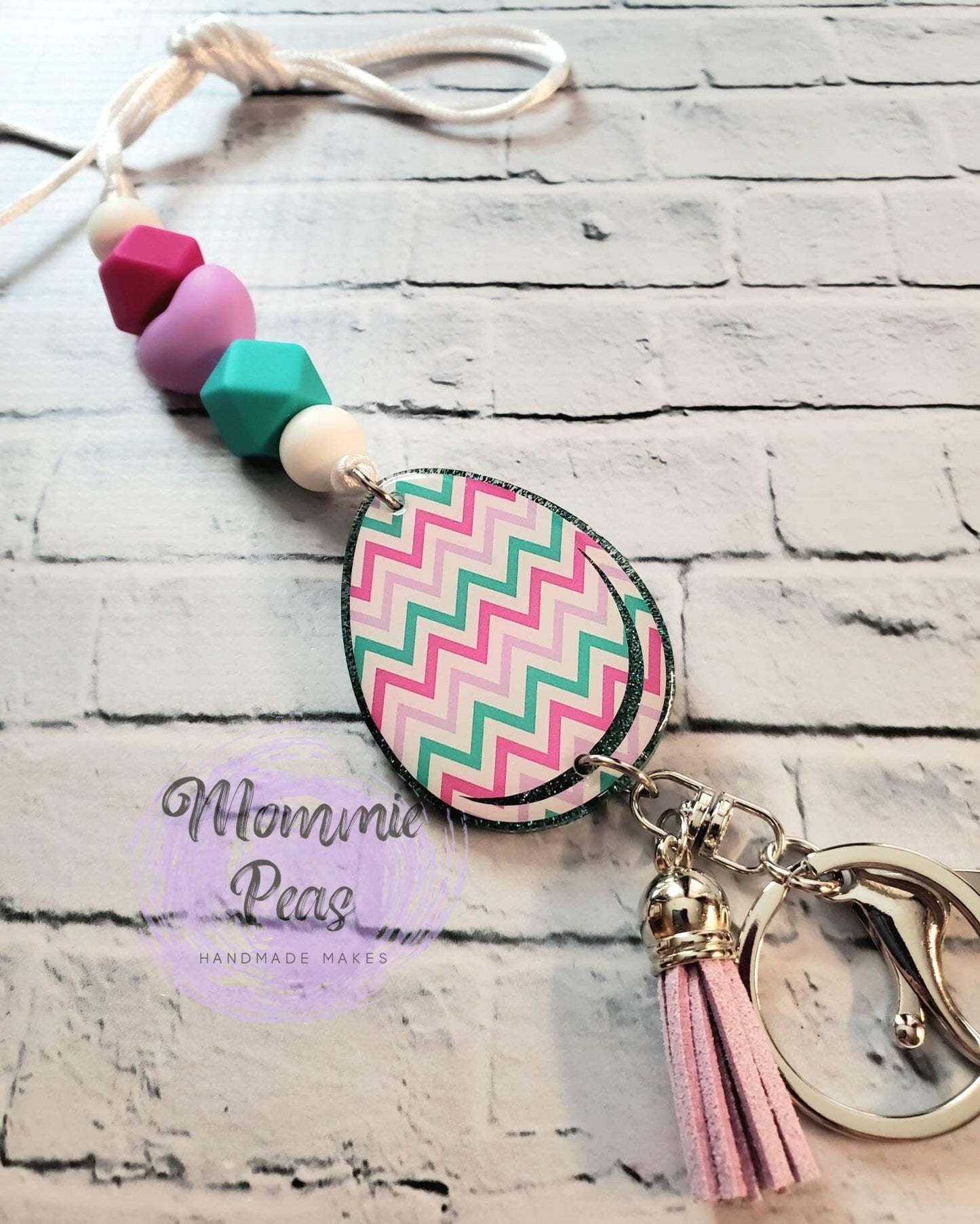 Easter Egg Beaded Lanyard, Spring Teacher Lanyard, Teacher Appreciation, Egg Key Chain, cute badge reel lanyard - Mommie Peas Creations