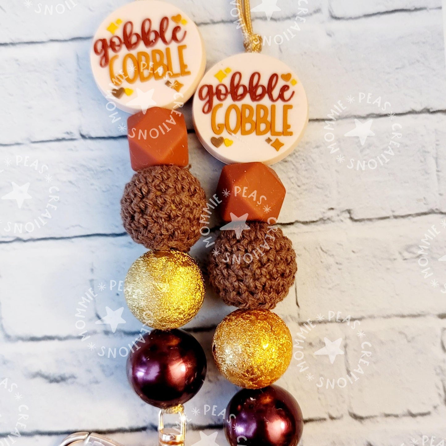 Colorful Turkey Lanyard for Thanksgiving - Nurse Necklace Teacher Badge Holder and Fall Beaded Lanyard for Bestie - Gobble Gobble - Mommie Peas Creations