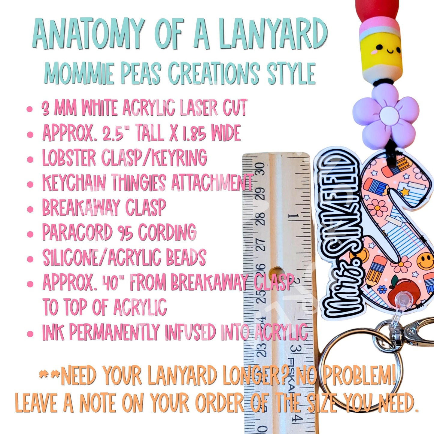 School Nurse Lanyard | Signature Series | Beaded Badge Holder | Acrylic Initial | Nurse Gift