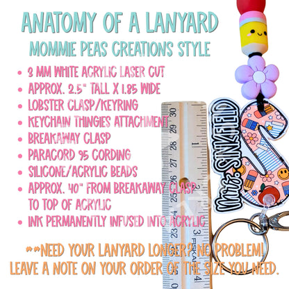 School Nurse Lanyard | Signature Series | Beaded Badge Holder | Acrylic Initial | Nurse Gift