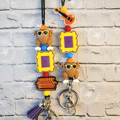 Fall Turkey Lanyard - Nurse Teacher and Friend Gift - Beaded Thanksgiving ID Holder - Ready to Ship - Mommie Peas Creations