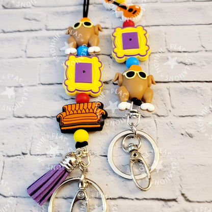 Fall Turkey Lanyard - Nurse Teacher and Friend Gift - Beaded Thanksgiving ID Holder - Ready to Ship - Mommie Peas Creations