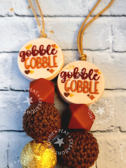 Colorful Turkey Lanyard for Thanksgiving - Nurse Necklace Teacher Badge Holder and Fall Beaded Lanyard for Bestie - Gobble Gobble - Mommie Peas Creations