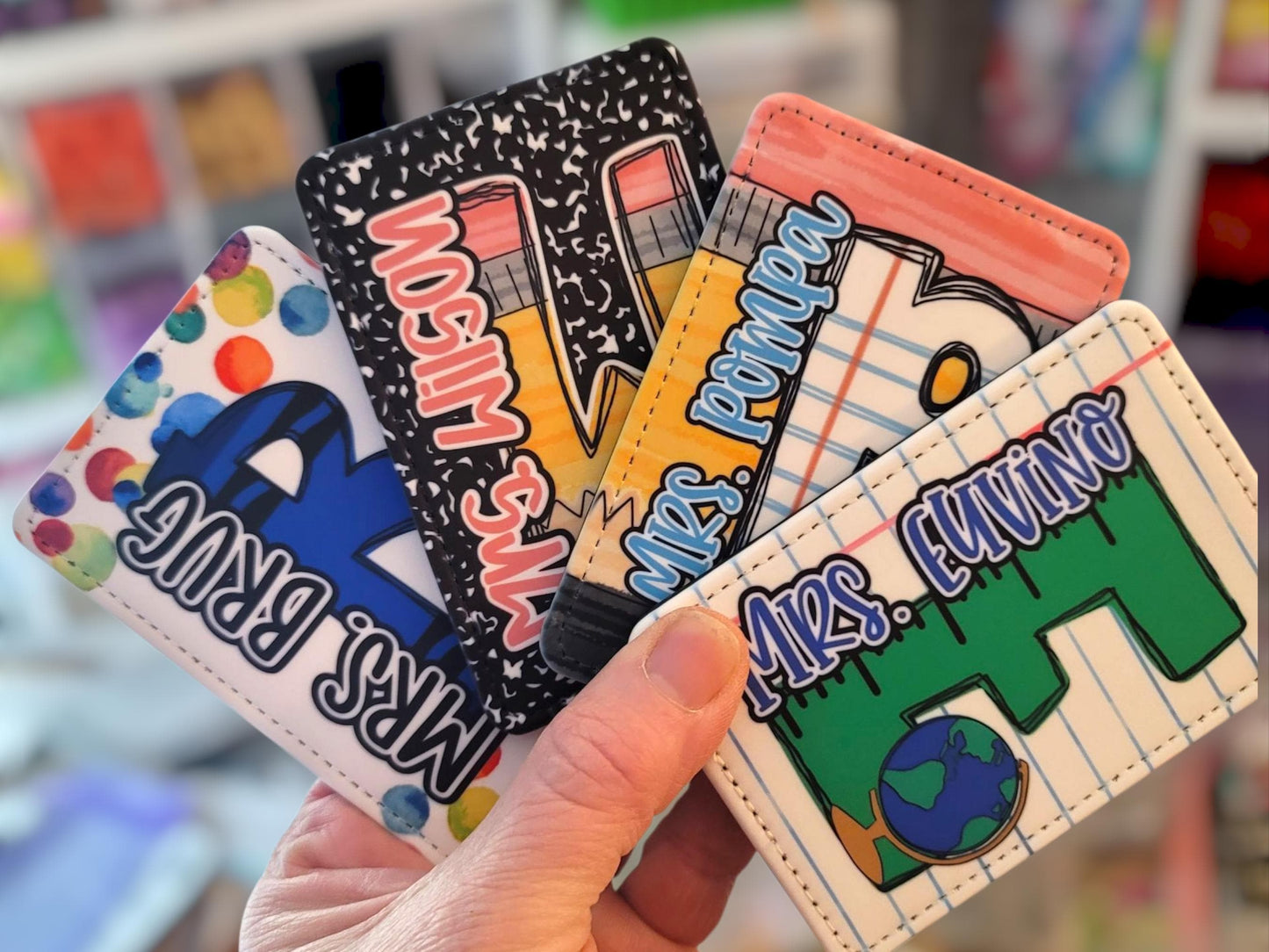 Personalized Teacher ID Badge Holder – Durable PU Leather Vertical Card Case