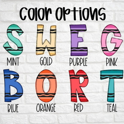 Mommie Peas Creations color options for custom teacher badge holders: Mint, Gold, Purple, Pink, Blue, Orange, Red, Teal.