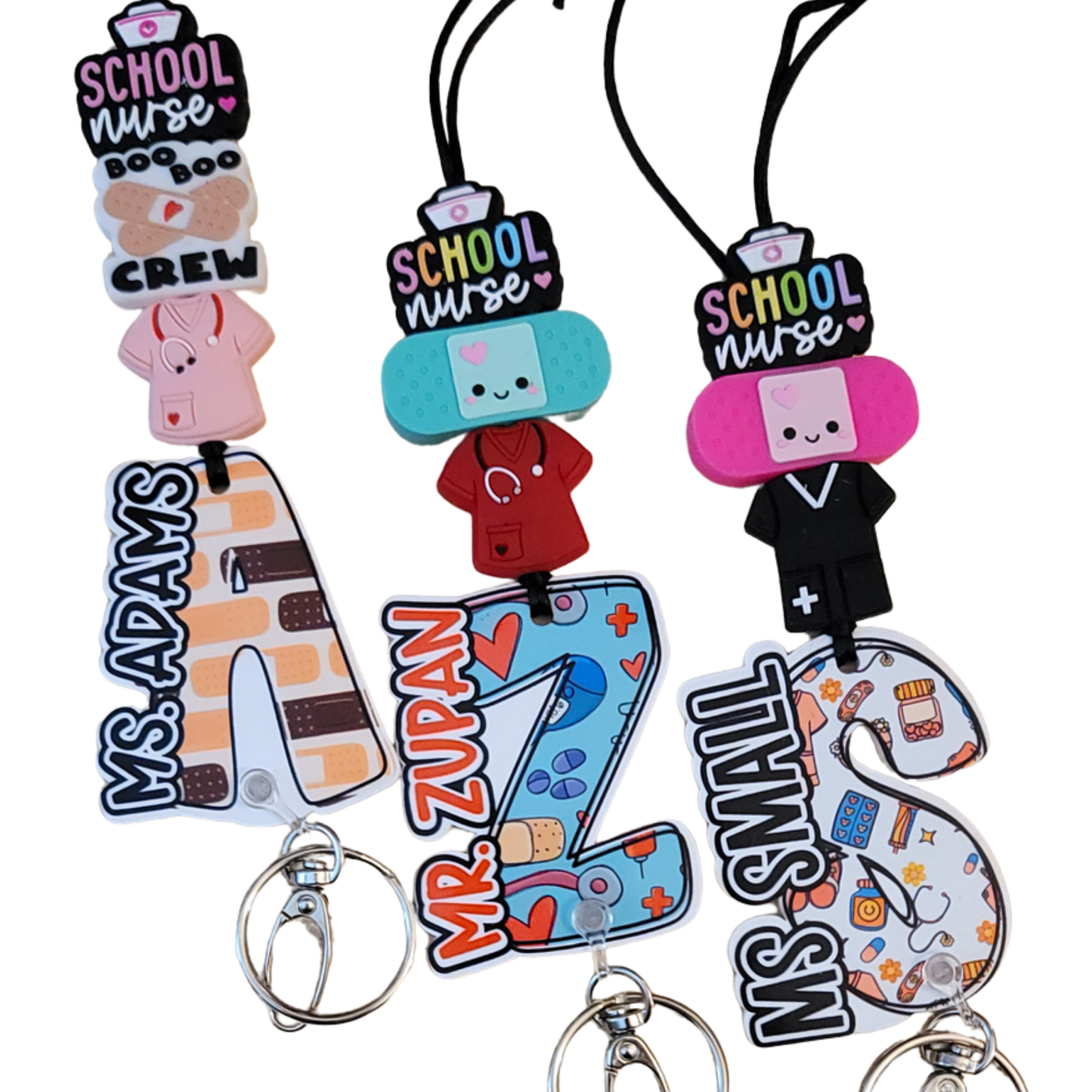 School Nurse Lanyard | Signature Series | Beaded Badge Holder | Acrylic Initial | Nurse Gift